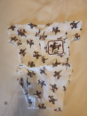 Vintage White Cowboy Print Baby One-Piece Romper